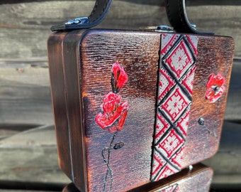 Womans bags Fashion wooden clutch with traditional style decor