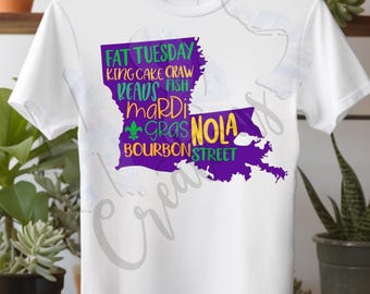 Louisiana Mardi Gras Design PNG, New Orleans, Fat Tuesday (Digital Download)