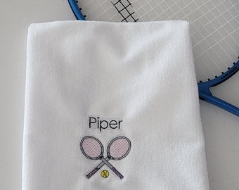 Microfiber Tennis towel with personalization.  Perfect for you Tennis team!