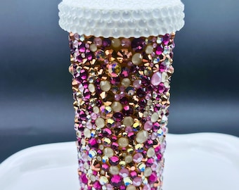 Sparkle Rhinestone Pill Bottle 30 Dram, Bedazzled Travel Container