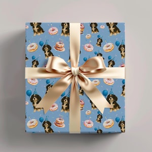 Dog Birthday Gift Wrap, Tricolor Cavalier King Charles Wrapping Paper, Dog Birthday, Best Friend Gift, Spaniel