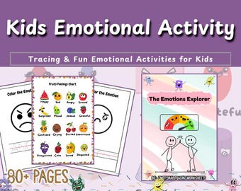 Kids Emotional Activity Book | Emotional Tracing Worksheets for Kids | Feelings & Emotions Printable | Social Emotional Learning PDF