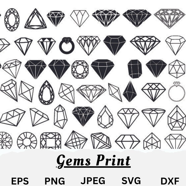 Gemstone svg  Diamond  svg  Crystal svg , png ,dxf ,eps, jpg  Diamond cut files clipart vector for circuit silhouette cameo instant download