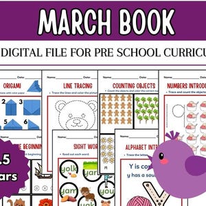 March Pre-K  Curriculum, Preschool Printable, Preschool Learning Packet, Preschool Curriculum, March Preschool Workbook, Pre K Lesson plan