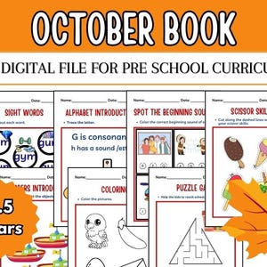 October Preschool Curriculum and Preschool Learning Packet | October Workbook and Lesson Plans | Preschool Printables | Curriculum for Pre-K