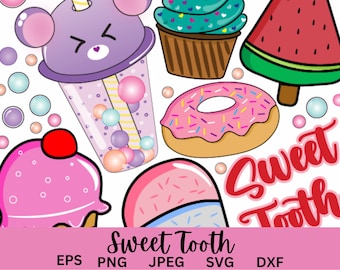 Sweet and Dessert clipart bundle svg , Sweets tooth svg , Food clipart, svg , png, jpg , eps ,dxf  Clipart vector cut file Instant Download