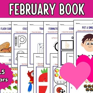 February Activity Book for Kids: Preschool Learning (PDF Pattern)