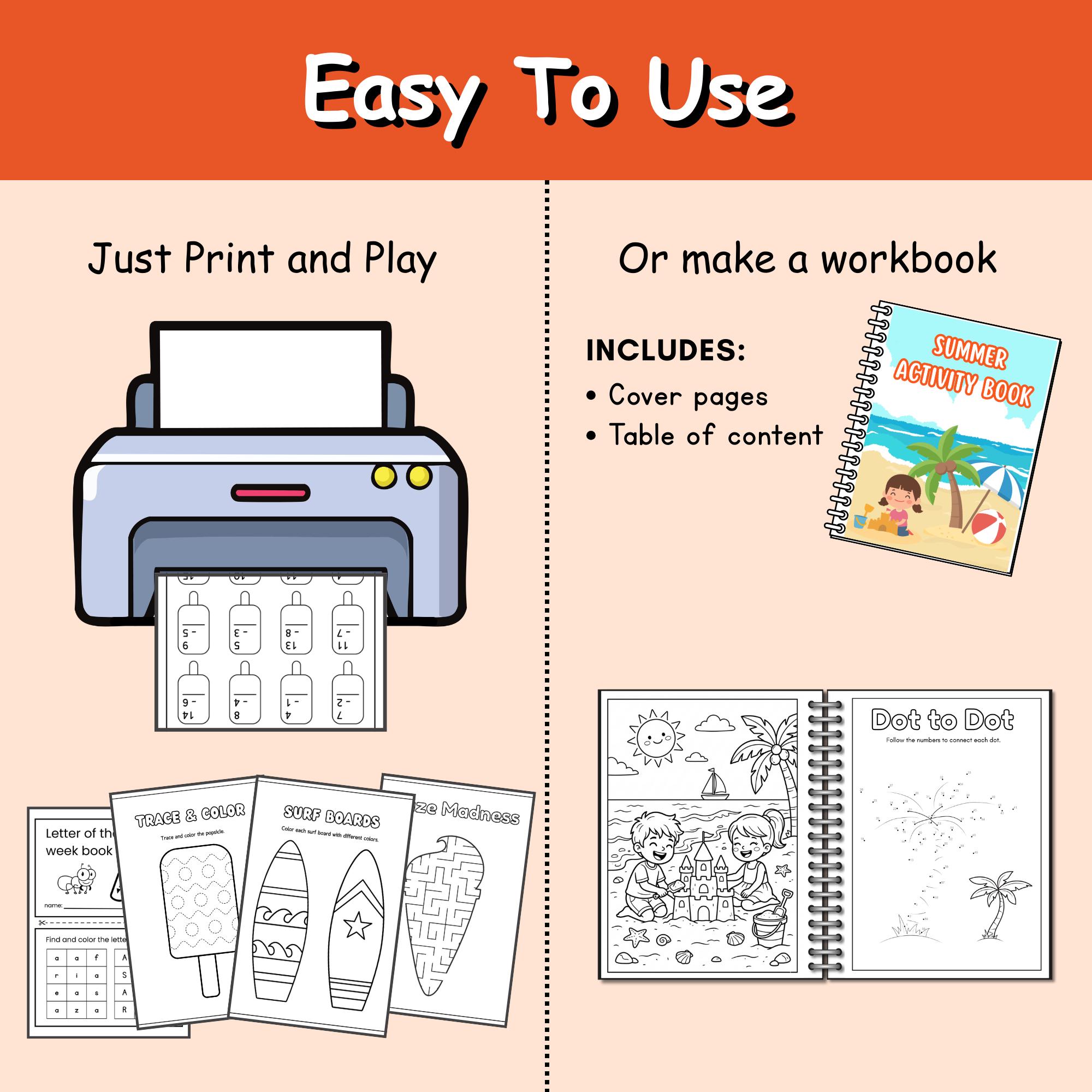 Summer Activity Bundle for Kids Printable 65 Pages Preschool Worksheets ...