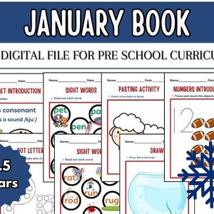 January Pre-K Learning: Printable Workbook & Lesson Plans (Digital Download)