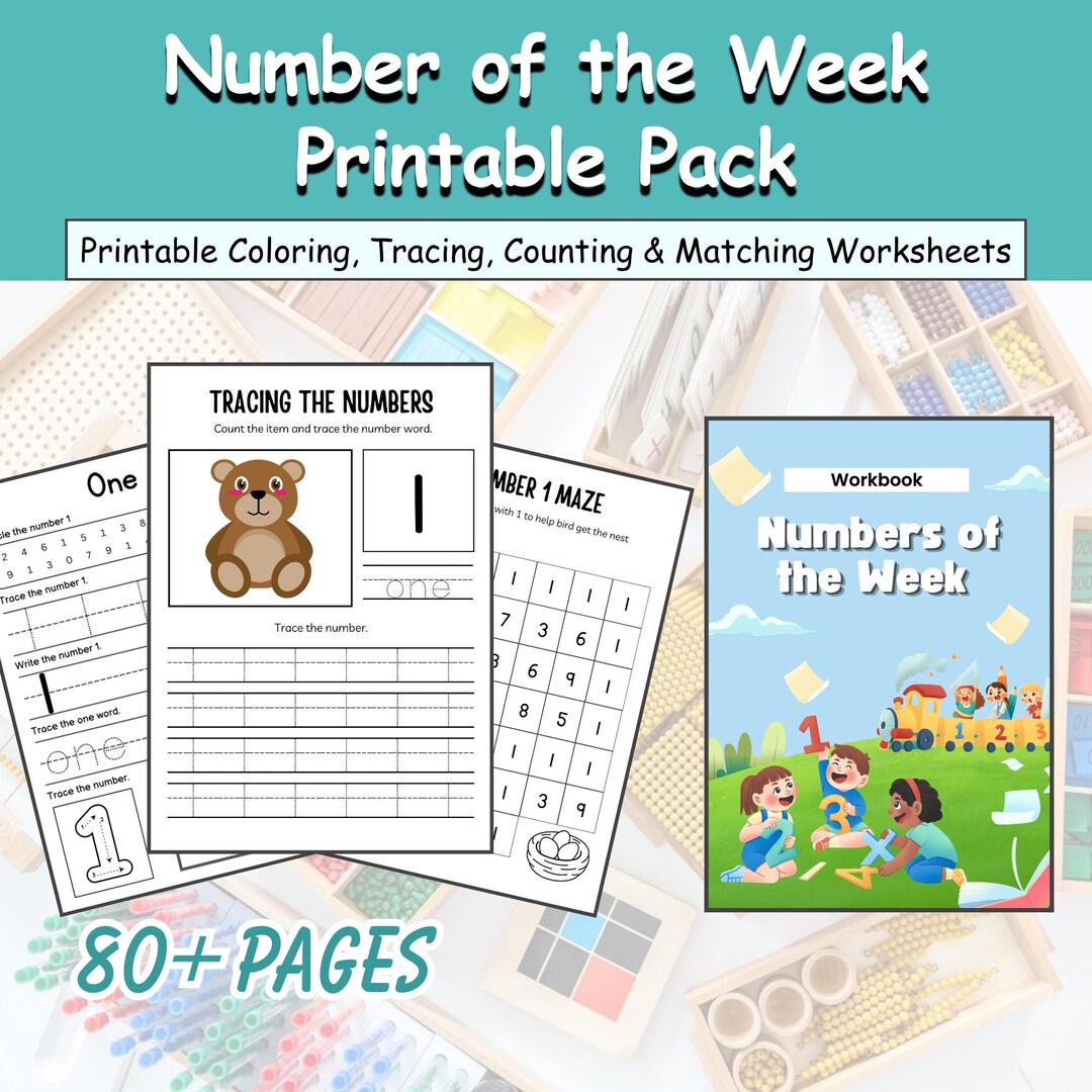 Number of the Week Printable Worksheets, Number 1–80 + Pages , Number ...