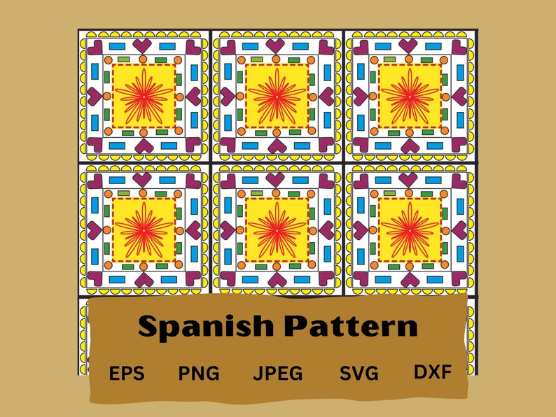 Seamless Spanish Round Pattern SVG Cut Files Ancient Spanish Circle Design Background Vector