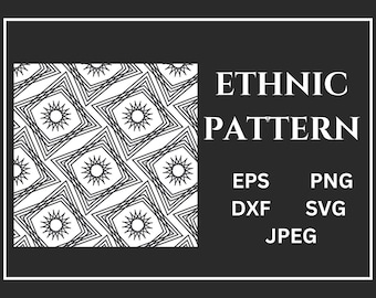 Seamless Black & white Ethnic Pattern SVG Cut Files | Monochrome Ethnic White Background | vector clip art | Instant digital download