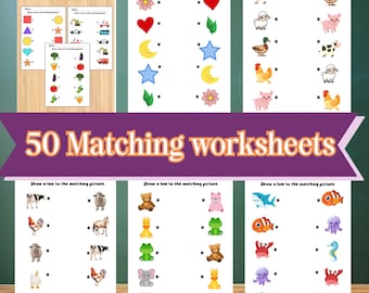 Matching Worksheets Bundle: Preschool Learning Activities (PDF Download)