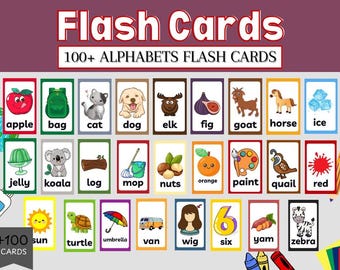 26 Printable Flashcards for Toddlers | Educational Activity Cards | Fruits, Animals, Numbers & Alphabet | Preschool Learning PDF