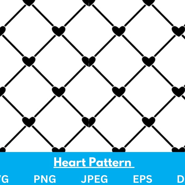 Heart Pattern Svg Seamless Square Grid Pattern Svg  Valentine's Day Geometric Background svg png jpg eps dxf Cut File Cricut Vector download