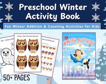 Preschool Winter Printable Kid Activity Packet  | Kids Activity Coloring Worksheets | Homeschool Winter Activity, Maze Activity and More!