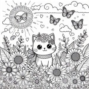 Cute Animals Coloring Pages for Kids  6 Printable Pages  Instant Download 1 PDF Fun Cat and Dog Designs