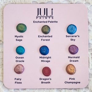 Enchanted Palette Handgemaakte aquarelverf, aquarel metallic verf, aquarel dot-kaart, testerverfkaart, sampler-testkaart
