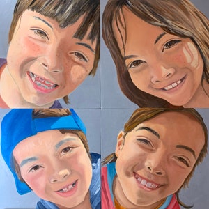 Custom Oil Child Portrait Painting from Photo, Custom Children&#39;s Portrait, Original Painting Commission, Anniversary Gift, Birthday Gift