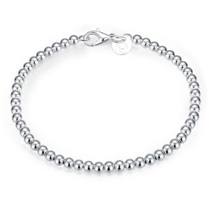 925 Sterling Silver Bracelet Ball Bead 4mm Shiny 8"