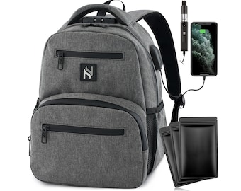 INNOSCENT Mini mochila a prueba de olores - Cerradura de combinación - Bolsa ligera a prueba de olores con puerto de carga USB/auriculares