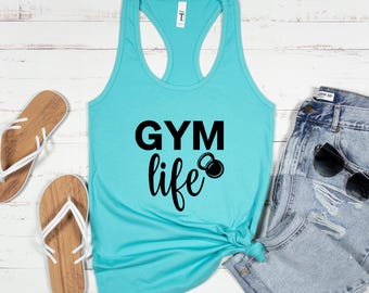 Gym Life Racerback Tank Top | Motivational Workout Shirt | Cute Fitness Apparel | Women's Gym Wear | Fitness Lovers Gift