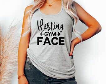 Resting Gym Face Racerback Tank Top | Motivational Workout Shirt | Funny Fitness Apparel | Women's Gym Wear | Fitness Gift
