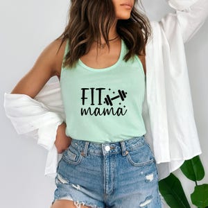 Fit Mama Racerback Tank Top | Motivational Workout Shirt | Cute Fitness Apparel | Women&#39;s Gym Wear | Gift for Fitness Lovers