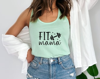 Fit Mama Racerback Tank Top | Motivational Workout Shirt | Cute Fitness Apparel | Women's Gym Wear | Gift for Fitness Lovers