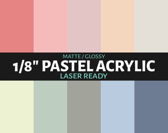 1/8" Pastel Acrylic Sheet, Glowforge Ready Plexiglass, Laser Acrylic, Pastel Colored Acrylic, 3mm, 12" x 19"