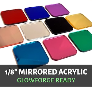 1/8&quot; Mirror Acrylic Sheet, Glowforge Ready Plexiglass, Laser Acrylic, Mirror Colored Acrylic, 3mm, 12&quot; x 19&quot;