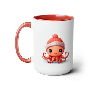 Simpatico polpo con berretto: stravagante tazza in ceramica da 15 once per gli amanti del mare e gli appassionati di caffè