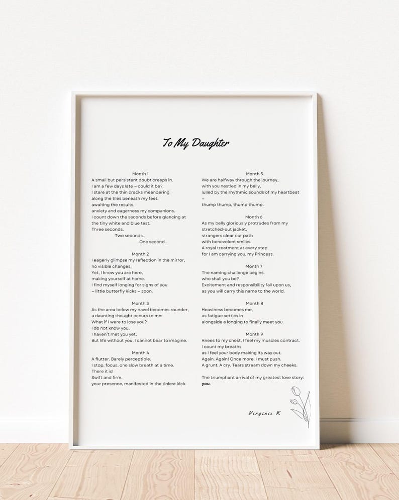 To My Daughter Printable Poem| Poem for Mother| Girl Mom Gift ...