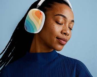 Retro Wave AirPods Max Case: Color Lines Design, Protective Hard Shell
