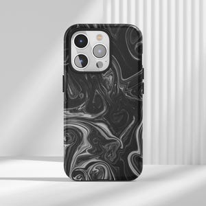 Abstrakte Flüssige Kunst Handyhülle: Schwarz-weißes Wirbeldesign für iPhone, Samsung, Huawei, Google Pixel und XiaoMi Handys
