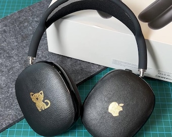 Embossed Leather Airpod Max Case: Personalized Monogram, Gold/Silver Foil