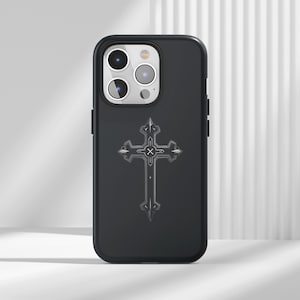 Dark Phone Case Gothcore Style Punk Cross Design for iPhone 16 15 14 13 12 11 Pro Max Magsafe Tough Cover
