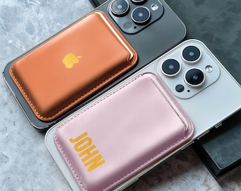Custom Embossed MagSafe Wallet, Gold Silver Foil Personalized Monogram Wallet, Unique Gift Wallet Compatible with iPhone 17, 16, 15, 14, 13