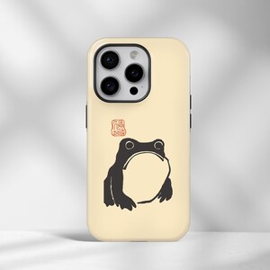 Étui pour téléphone Matsumoto Hoji Grumpy Frog : art japonais vintage, robuste, Magsafe pour téléphones iPhone, Samsung, Huawei, Google Pixel, XiaoMi