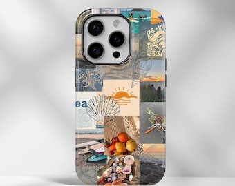 Seashells Aesthetic Phone Case Coastal Collage Cover for iPhone 16 15 14 13 12 11 Pro Max, X, XS, Ultra, Pro, Magsafe, Hard, Tough