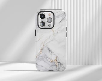 White Marble Pattern Phone Case: 8ft Drop Protection, Wireless Charging for iPhone, Samsung, Huawei, Google Pixel, XiaoMi Phones