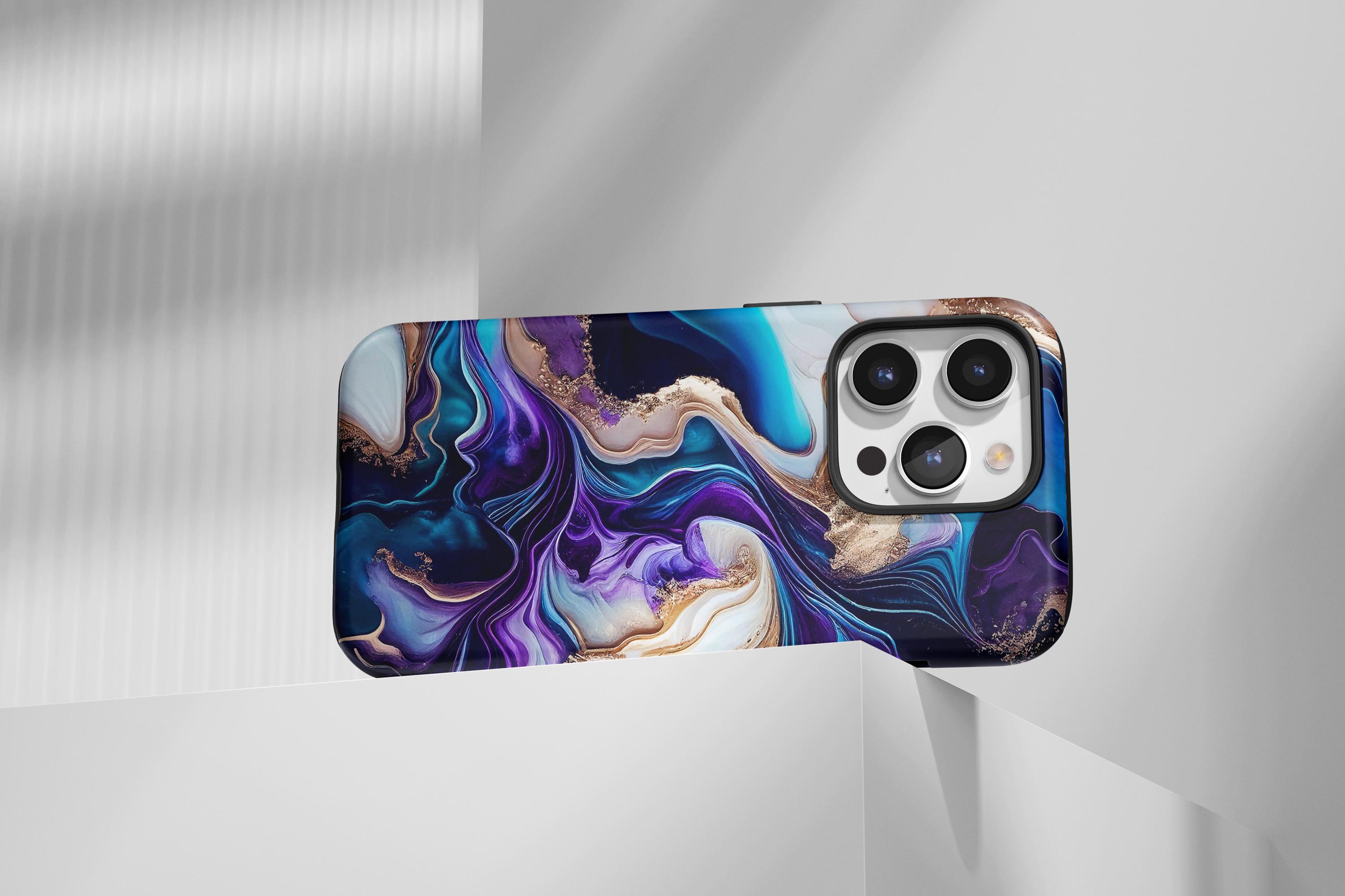 Trendy Royal Blue Phone Case Abstract Liquid Cover for iPhone 16 15 14