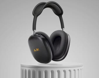 Custom Embossed Airpod Max Case, Gold Silver Foil Brown Personalized Monogram Airpod Max Case, Unique Gift Leather Case