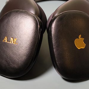 Leather Embossed Airpod Max Case, Gold Silver Foil Brown Personalized Monogram Airpod Max Case, Unique Gift Leather Case
