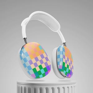 レトロレインボー Airpod Max ケース チェック柄カバー Airpod Max Airpod Max アクセサリー 美しい Airpods Max ヘッドフォンケース