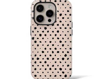 Beige Phone Case: Black Dots Art for iPhone, Samsung, Huawei, Google Pixel, XiaoMi Phones