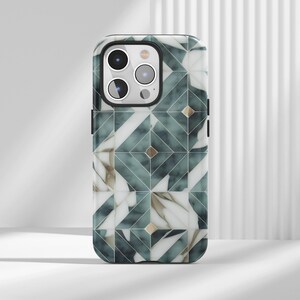 Custodia per telefono con motivo a piastrelle in marmo: ricarica wireless per iPhone, Samsung, Huawei, Google Pixel, telefoni XiaoMi
