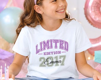 Personalized 9th Birthday T-Shirt for Girls, Gift for Daughter, Granddaughter, Goddaughter, Niece, Children's Birthday Shirt for Toddlers