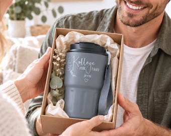 Personalized thermal mug for colleagues, farewell gift with name engraving, last day of work, job change, Christmas, 320 ml mug