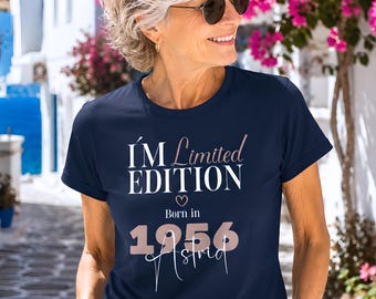Personalized Grandma 70th Birthday T-Shirt with Name | Gift from Grandson to Grandmother, Born 1956, Vintage Women's Retro, Special Idea